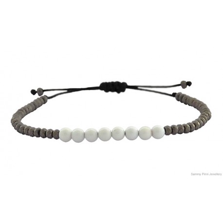 Bracelet Hematite & Onyx white VR00503